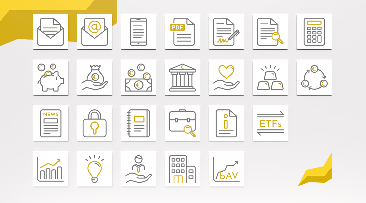Icon-Set für die AAV Fondsvermittlung