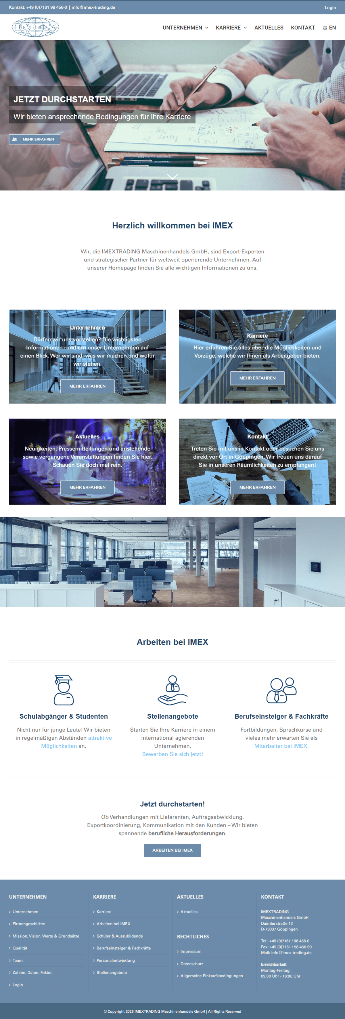 Website der IMEXTRADING Maschinenhandels GmbH