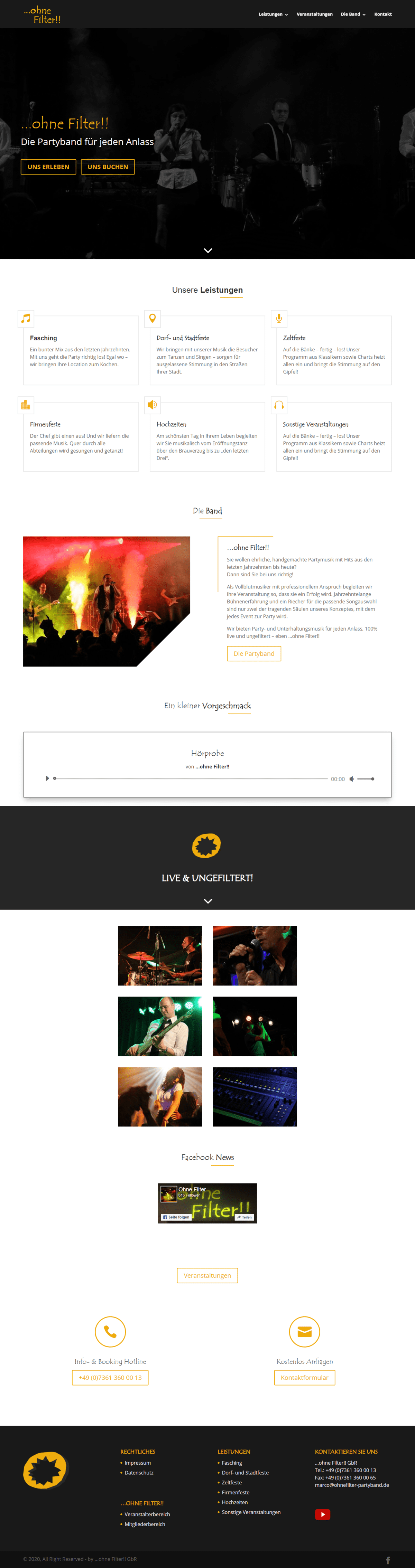 Website für die Partyband ...ohne Filter!!