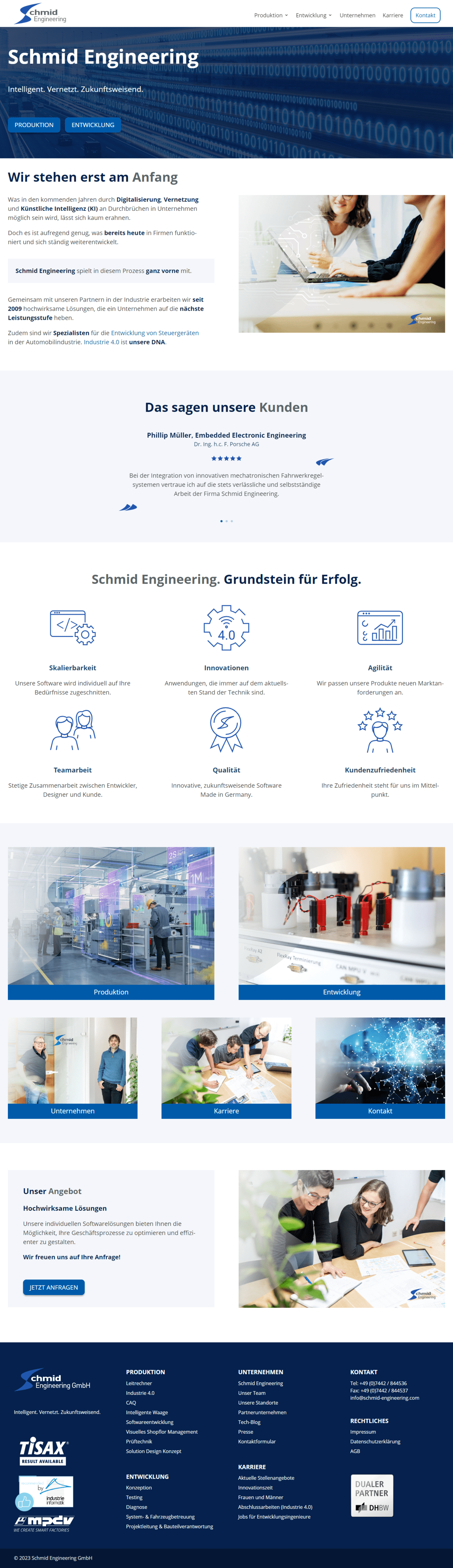 Website der Schmid Engineering GmbH